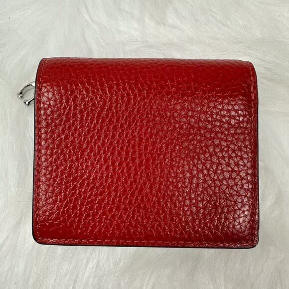 Coach Snap Wallet In Pebbled Leather/Silver/Dark Cardinal CBO77 NWT - Picture 2 of 5